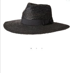 Wide Brim Black Straw Hat